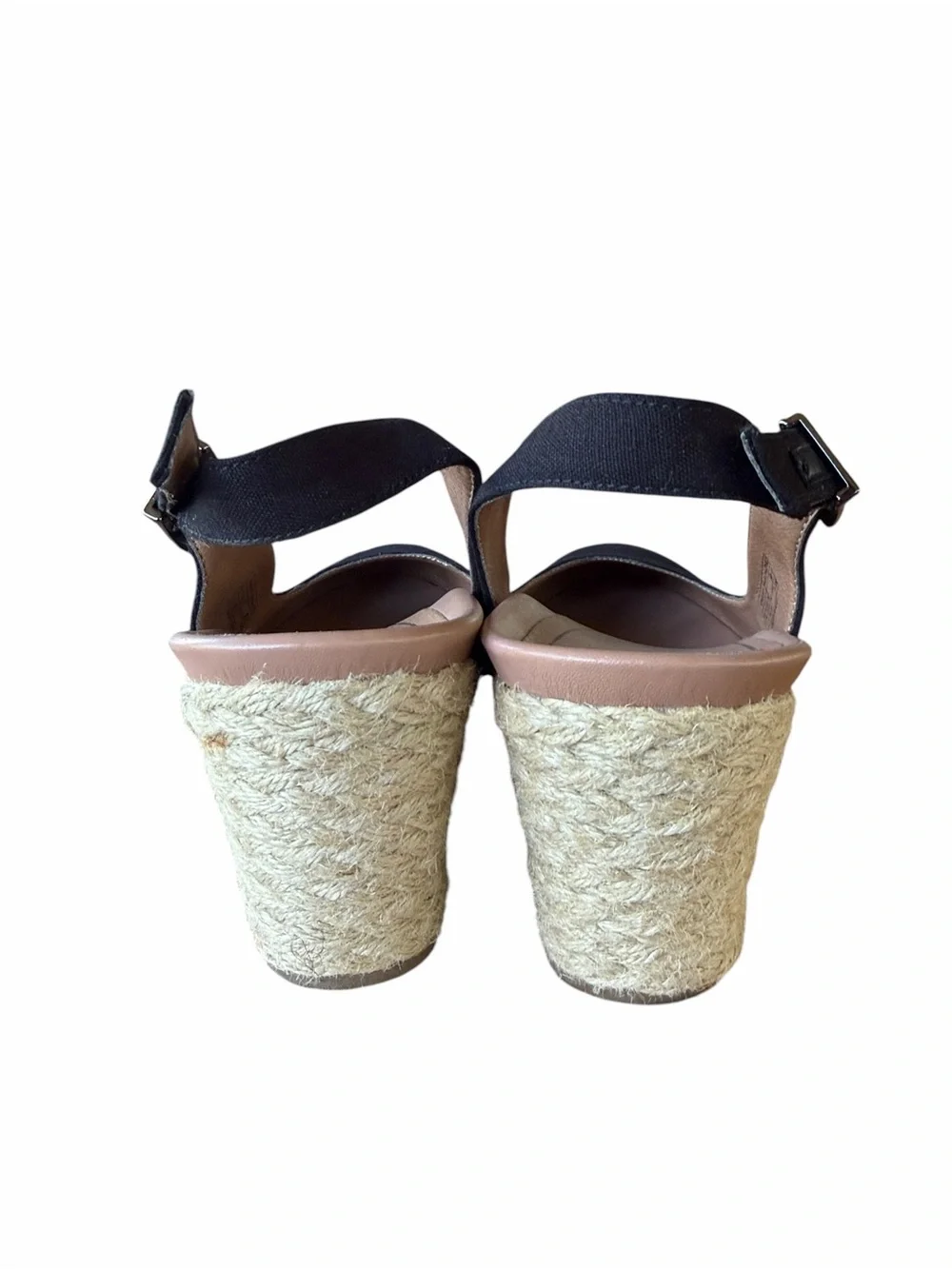 Vionic Black and Tan Coralina Espadrille Wedge Slingback closed Toe Sandal Sz 11